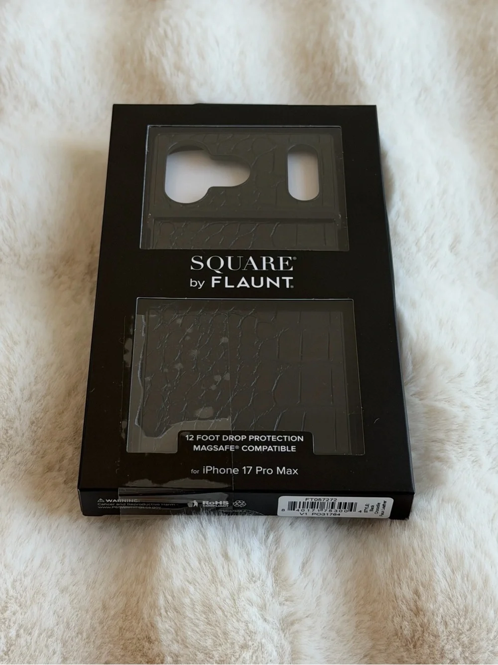 🆕 Flaunt SQUARE iPhone 17 Pro Max Black Crocodile Faux Leather Case!